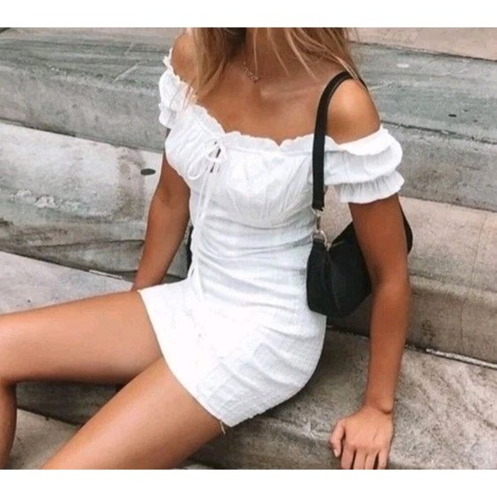 Princess Polly 6 S White Mini Dress Sexy Stretch Summer Dress